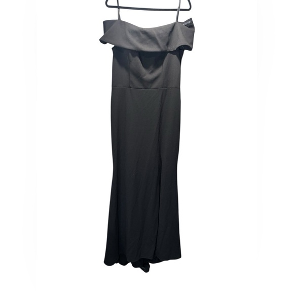 BHLDN Delice Dress in Black Off the Shoulder fitted with train size 16 - Picture 2 of 8